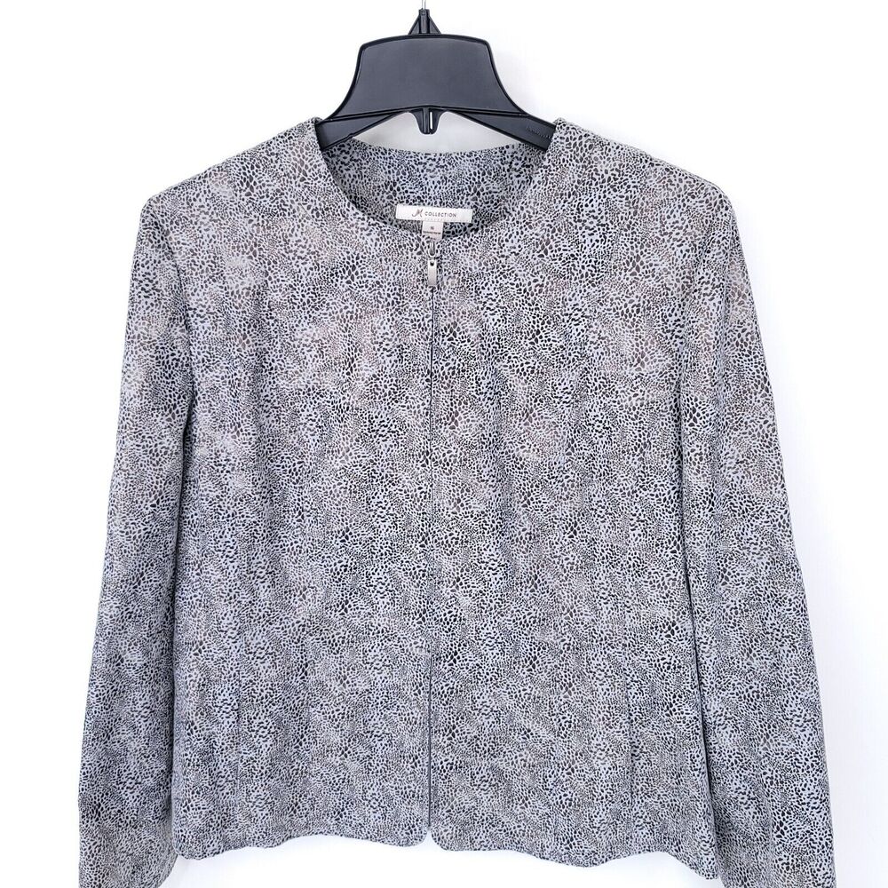 JM Collection Black and White Printed Lightweight Jacket - Picture 4 of 7